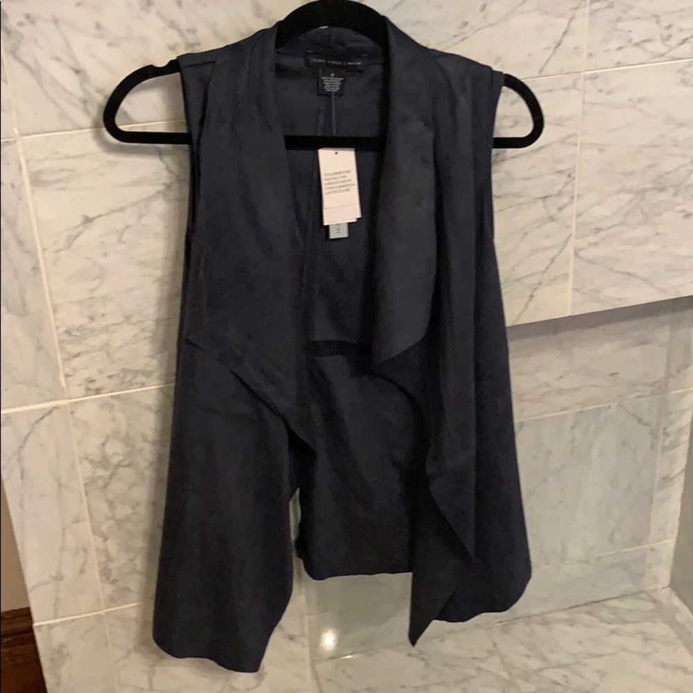 Navy suede sleeveless cardigan/vest